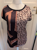 Sarah Tempest Medium Leopard Print And Black With Gold Short Sleeve Blouse
