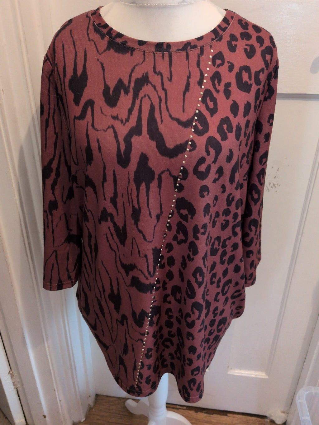 Bonmarche 22 Brown And Black Leopard Print Blouse