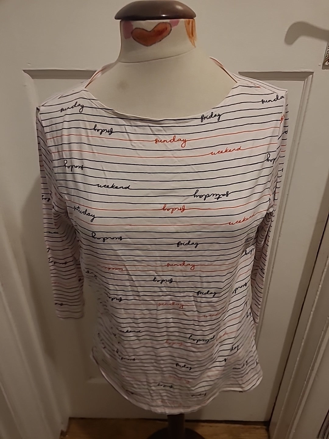Ladies Marks And Spencer Size 18 White Weekday Mid Sleeved Tshirt