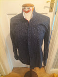 Mens Guide London Medium Navy Detailed Long Sleeved Shirt