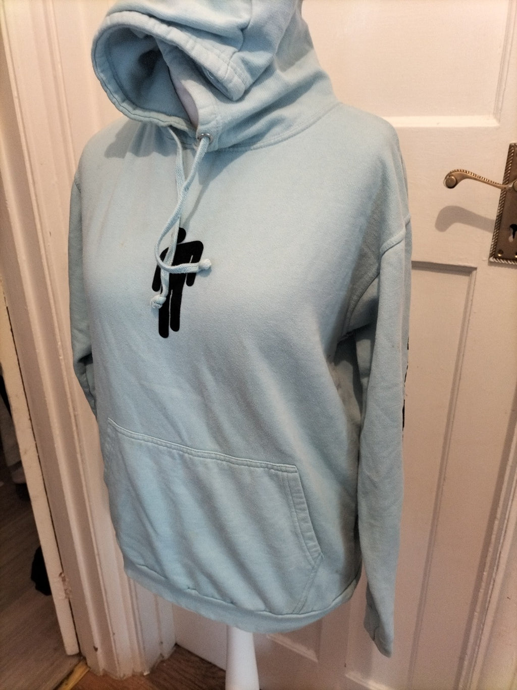 Mens Stars And Stripes Size Large Pale Blue Pullover Hoodie