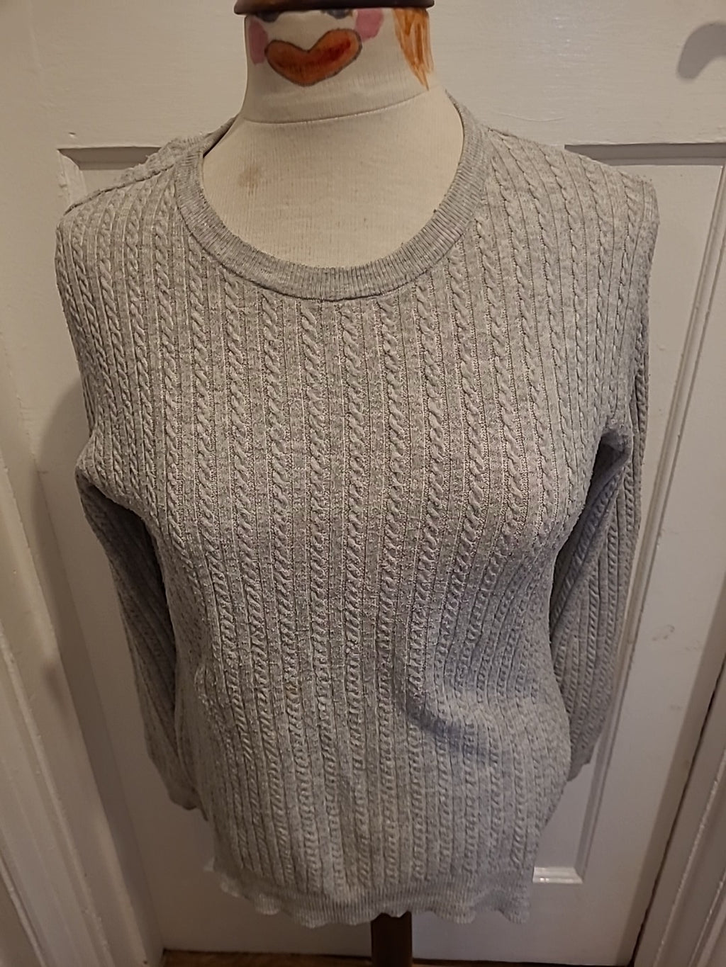 Ladies Papaya Size 12 Grey Patterned Pullover Jumper(Mark On Front)