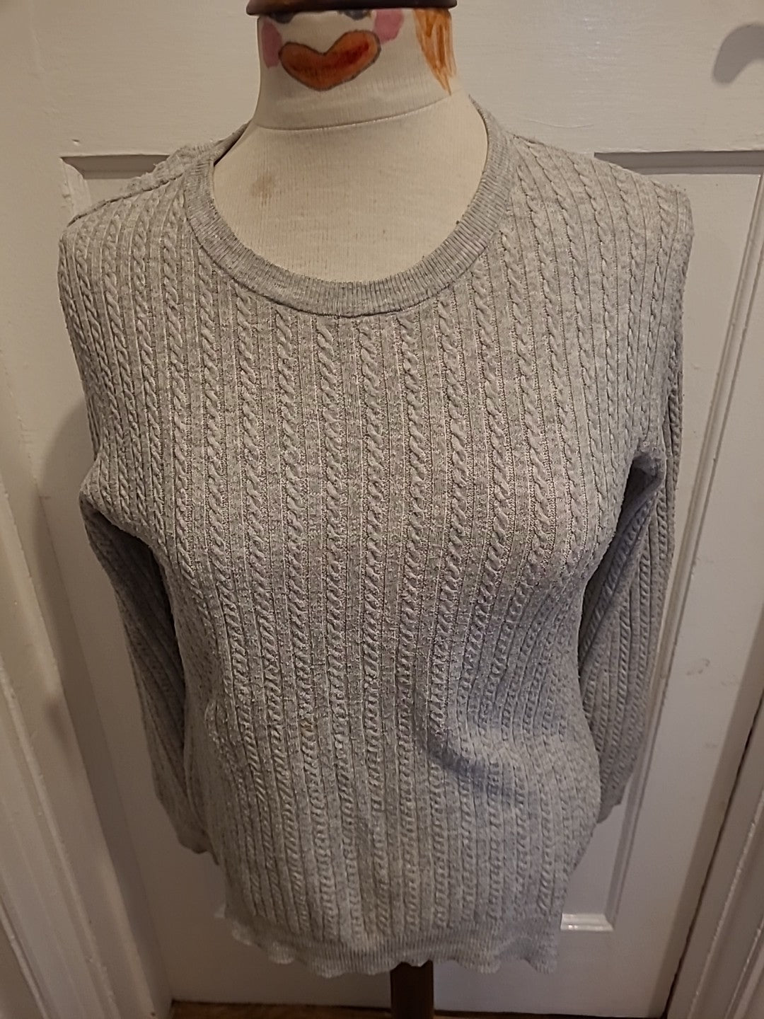 Ladies Papaya Size 12 Grey Patterned Pullover Jumper(Mark On Front)