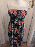 Ladies Bonmarche Strapless Dress Size 20 Navy Floral