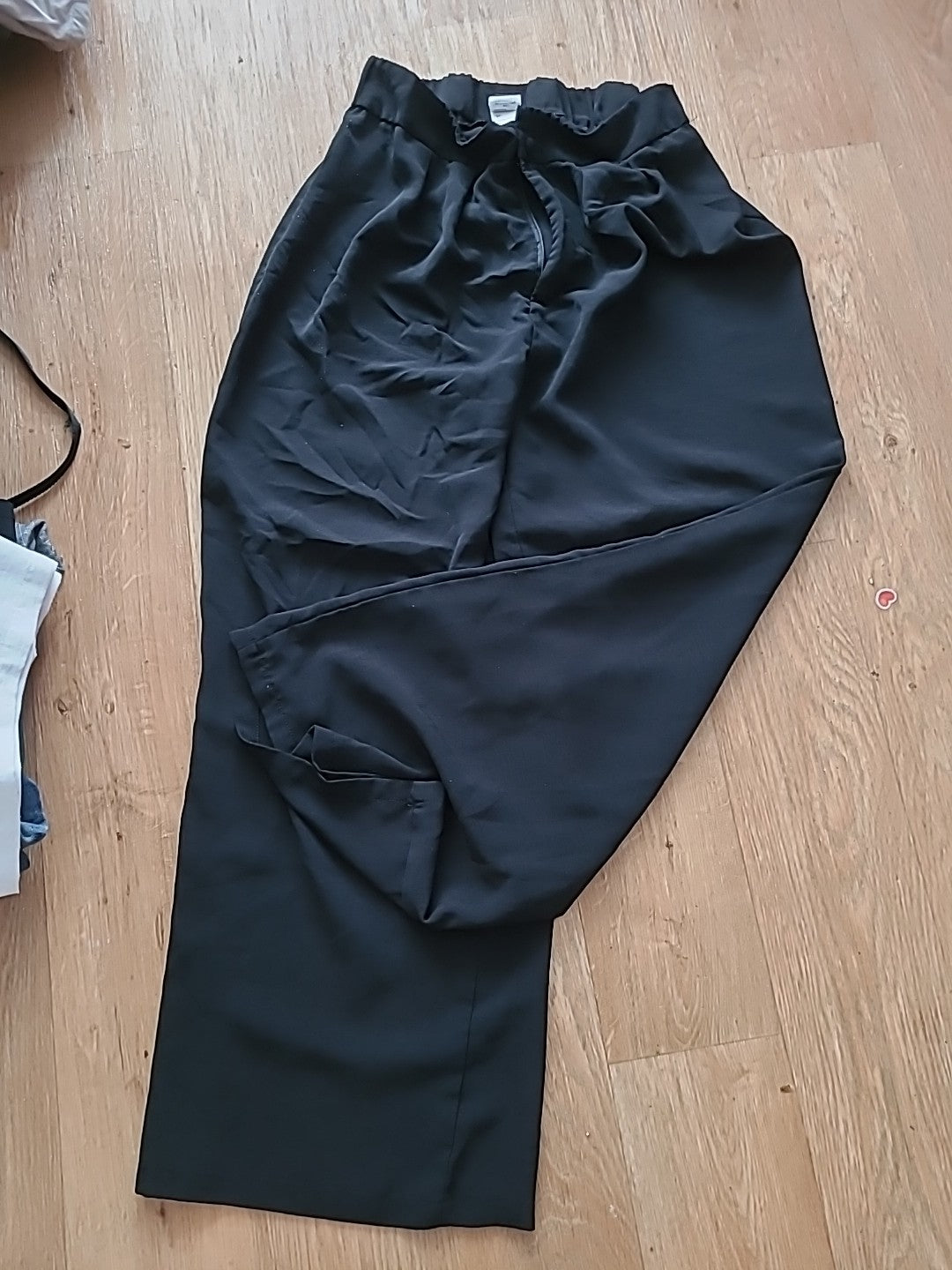 Ladies Shein Size Large Elasticated Black Wide Leg Trousers
