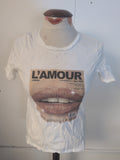 Ladies River Island Size 6 White Print Short Sleeve T-shirt