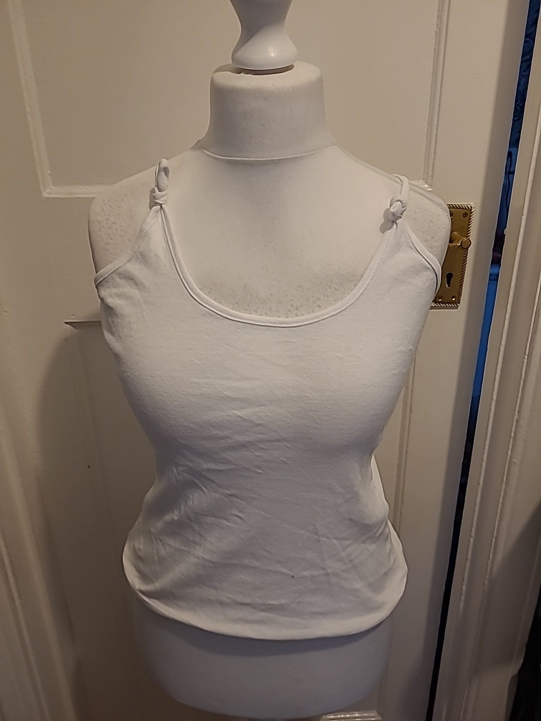 Ladies Ellie B Size 16 White Pure Cotton Strappy Vest