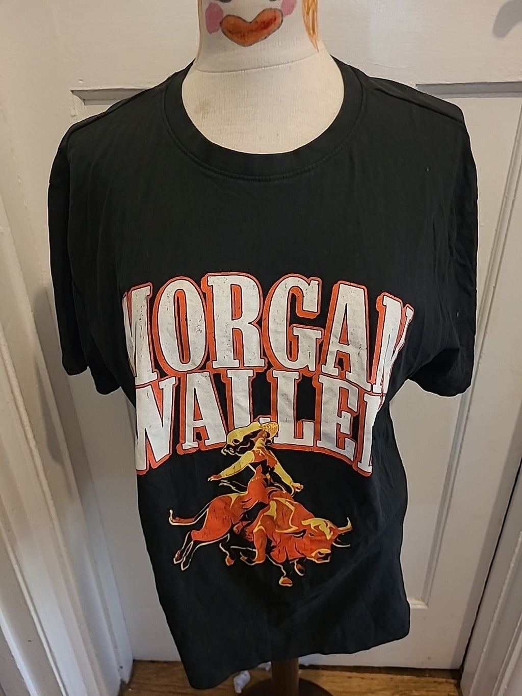 Mens Morgan Waller Size Medium Black Bull Print Tshirt