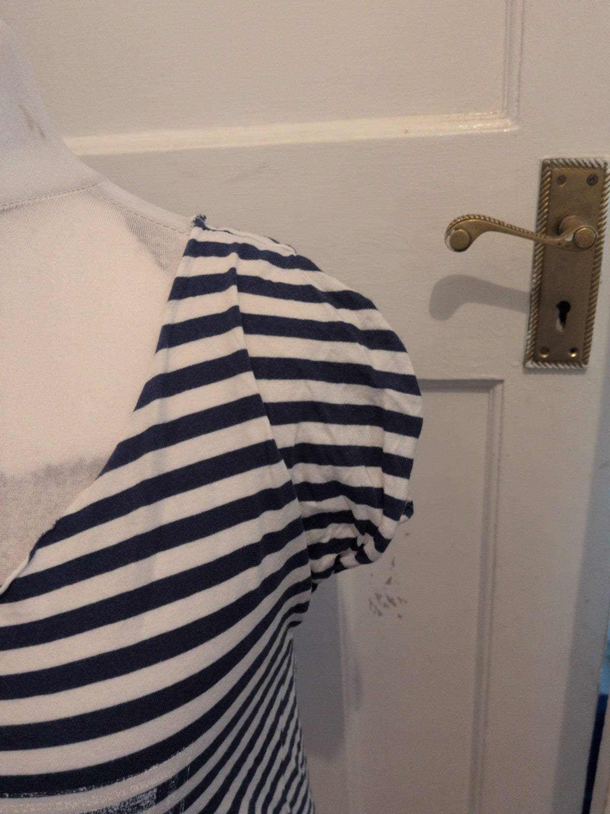 Topshop 10 Blue Stripe Printed Short Sleeve T-shirt