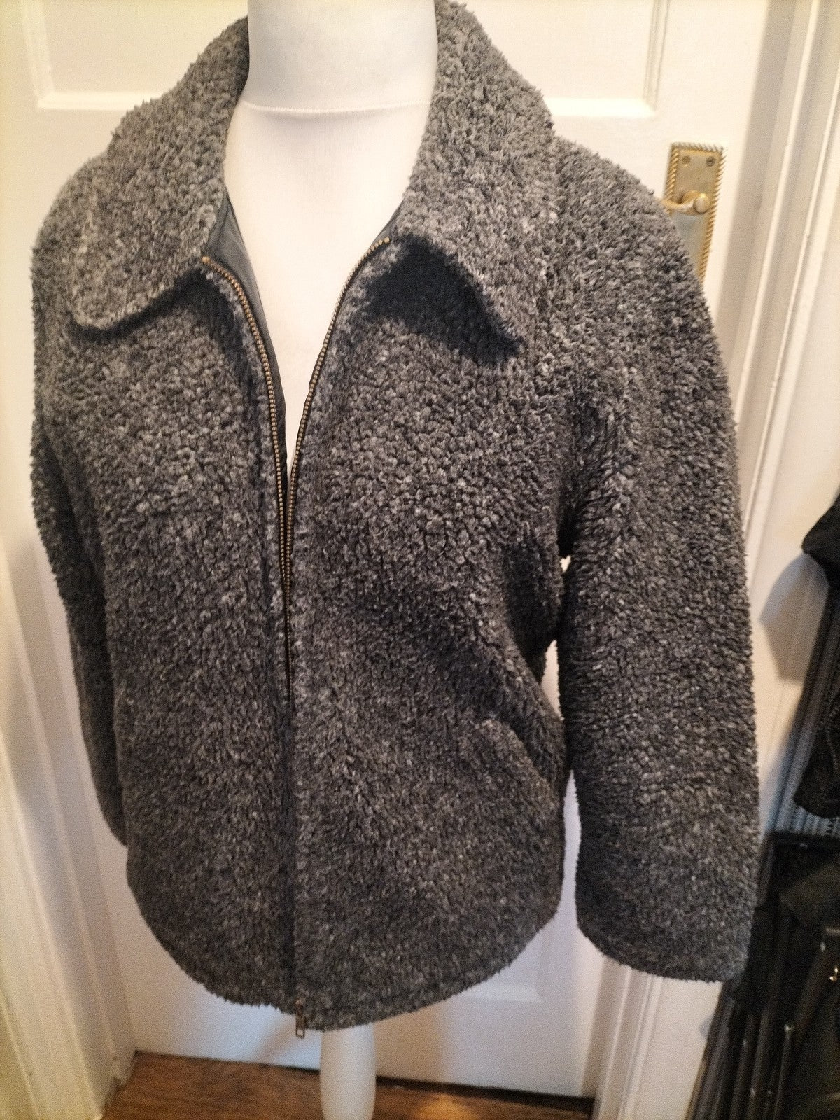 Ladies BHS Size 14 Grey Fleck Zipped Heavy Warm Jacket