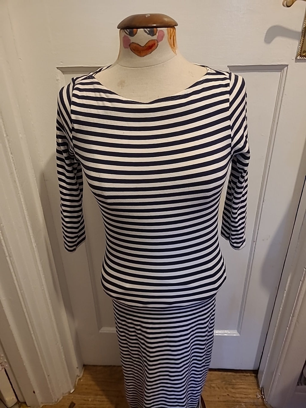 Ladies Topshop Size 10 Striped Bodycon Dress 3/4 Sleeve