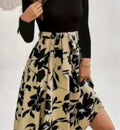 Brand New Torbayclothingco Black/Beige Floral A-Line Short Sleeved Dress