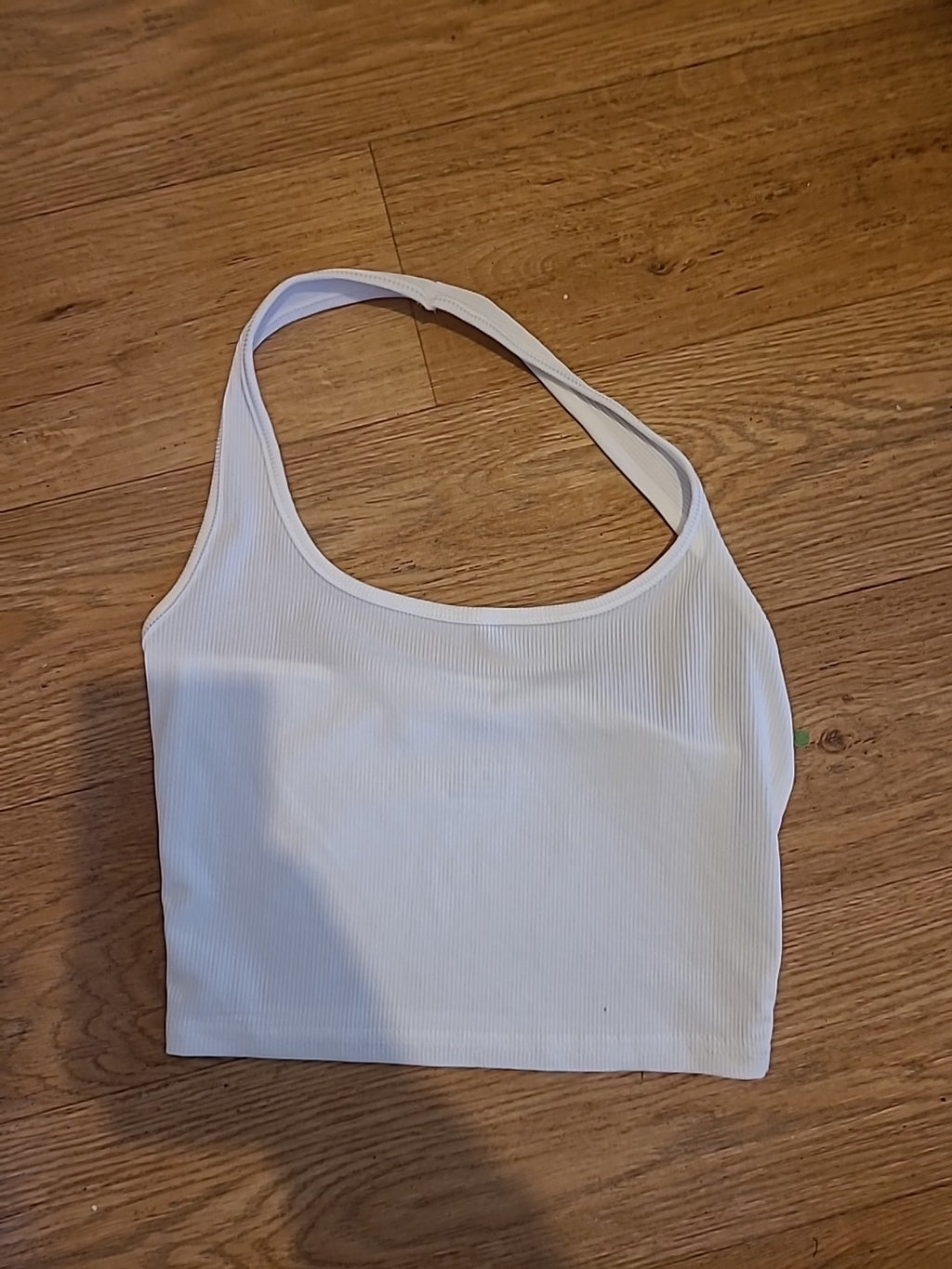 Ladies Shein Size Small White Ribbed Halterneck Crop Top