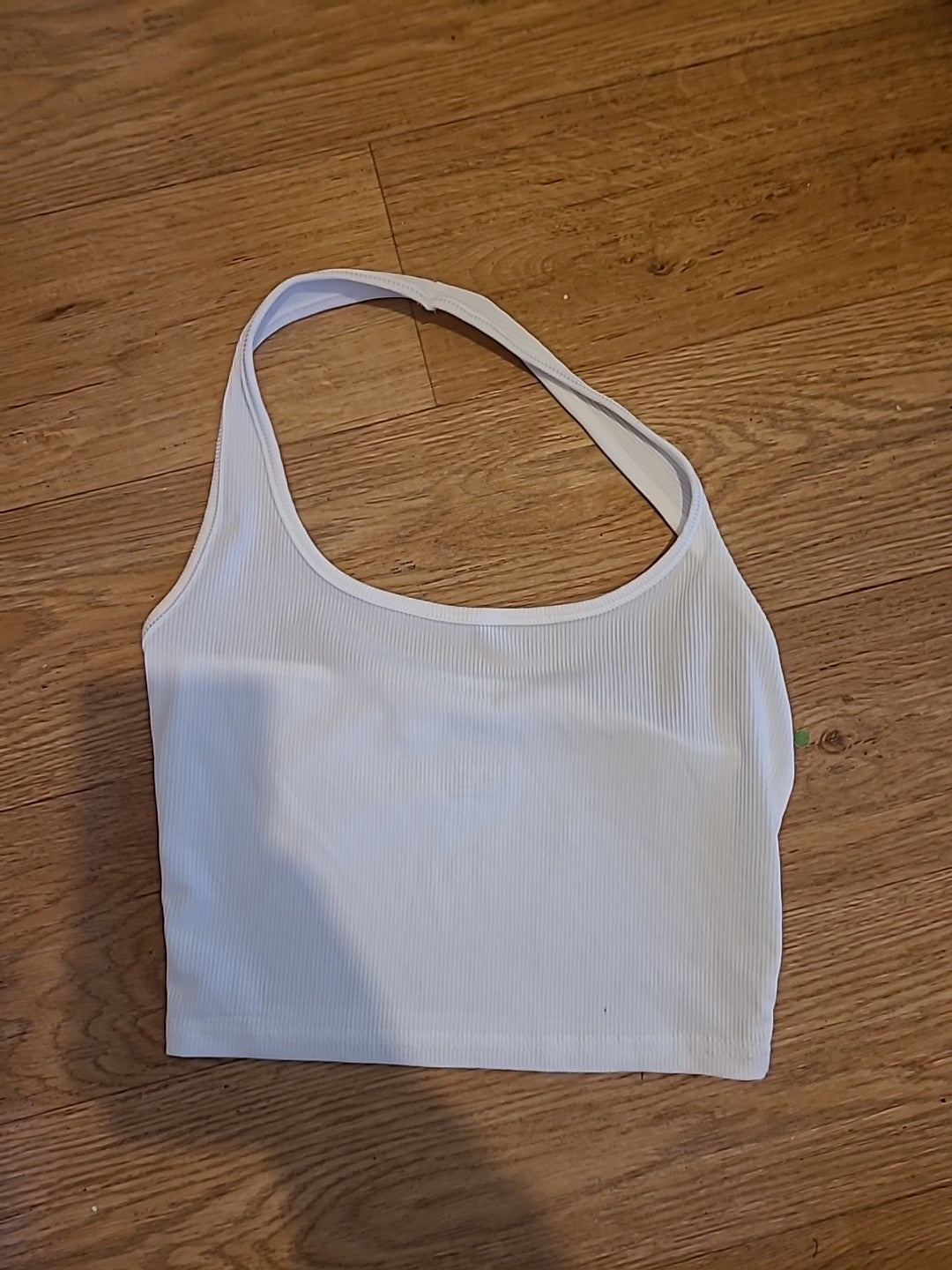 Ladies Shein Size Small White Ribbed Halterneck Crop Top
