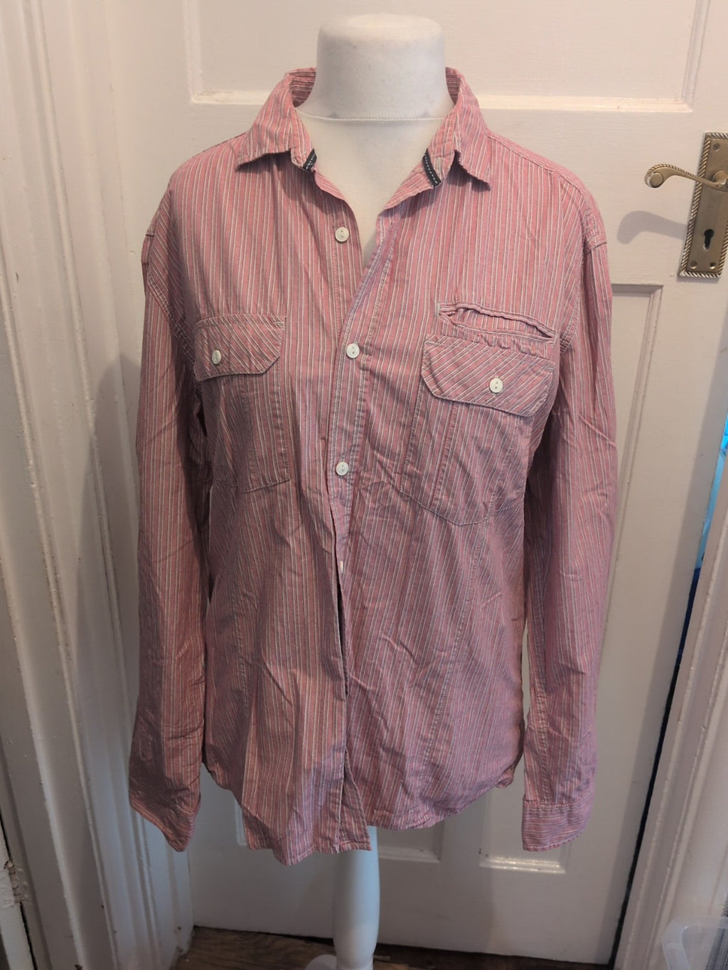 Next Large Pinky Red Striped Long Sleeve Shirt