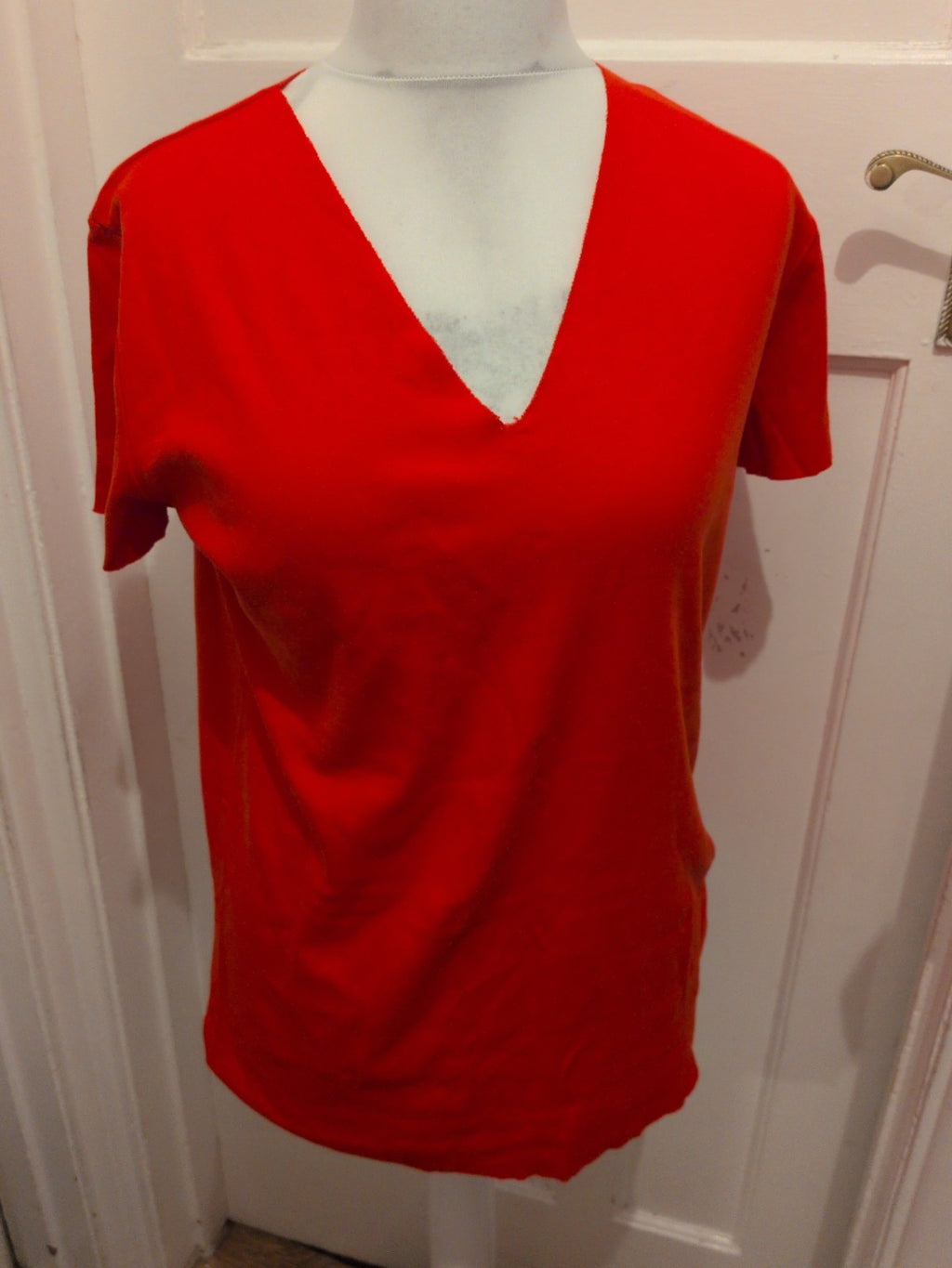 Large Red V Neck Short Sleeve T-shirt Ladies