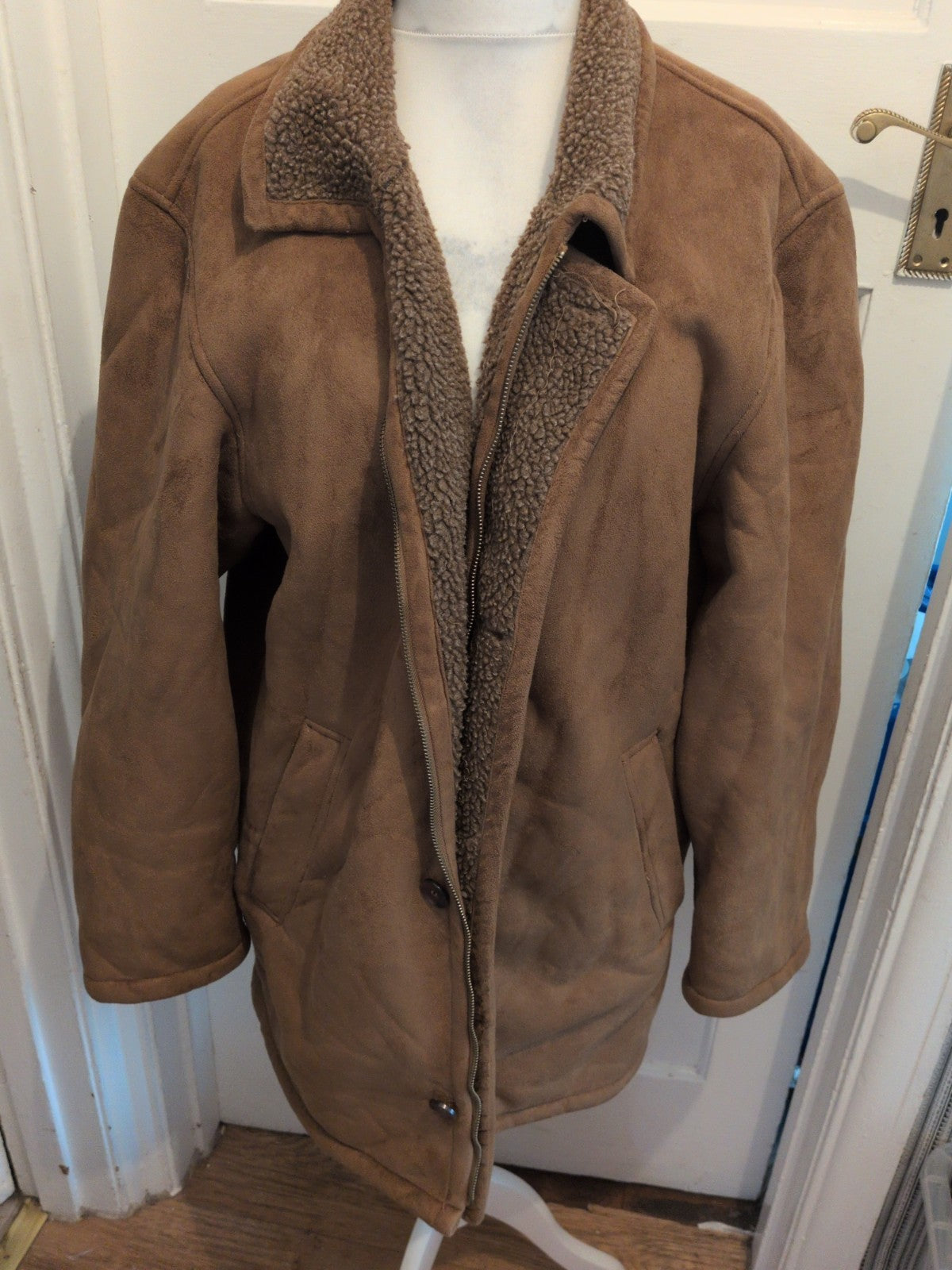 Downstairs 44R Brown Suede Fleece Lined Jacket