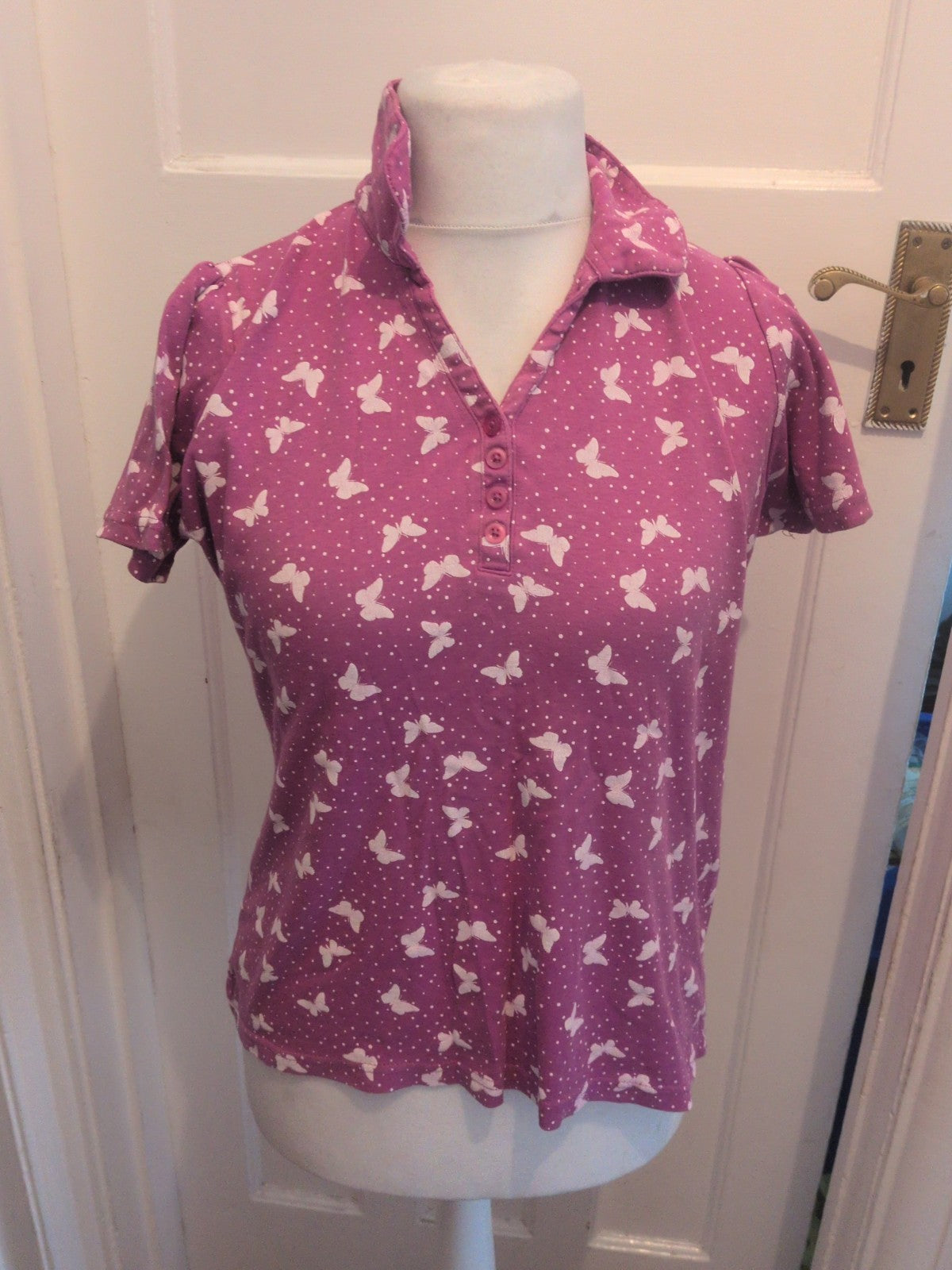Ladies Lilac Butterfly Top Size M[14-16] Isle Free Delivery