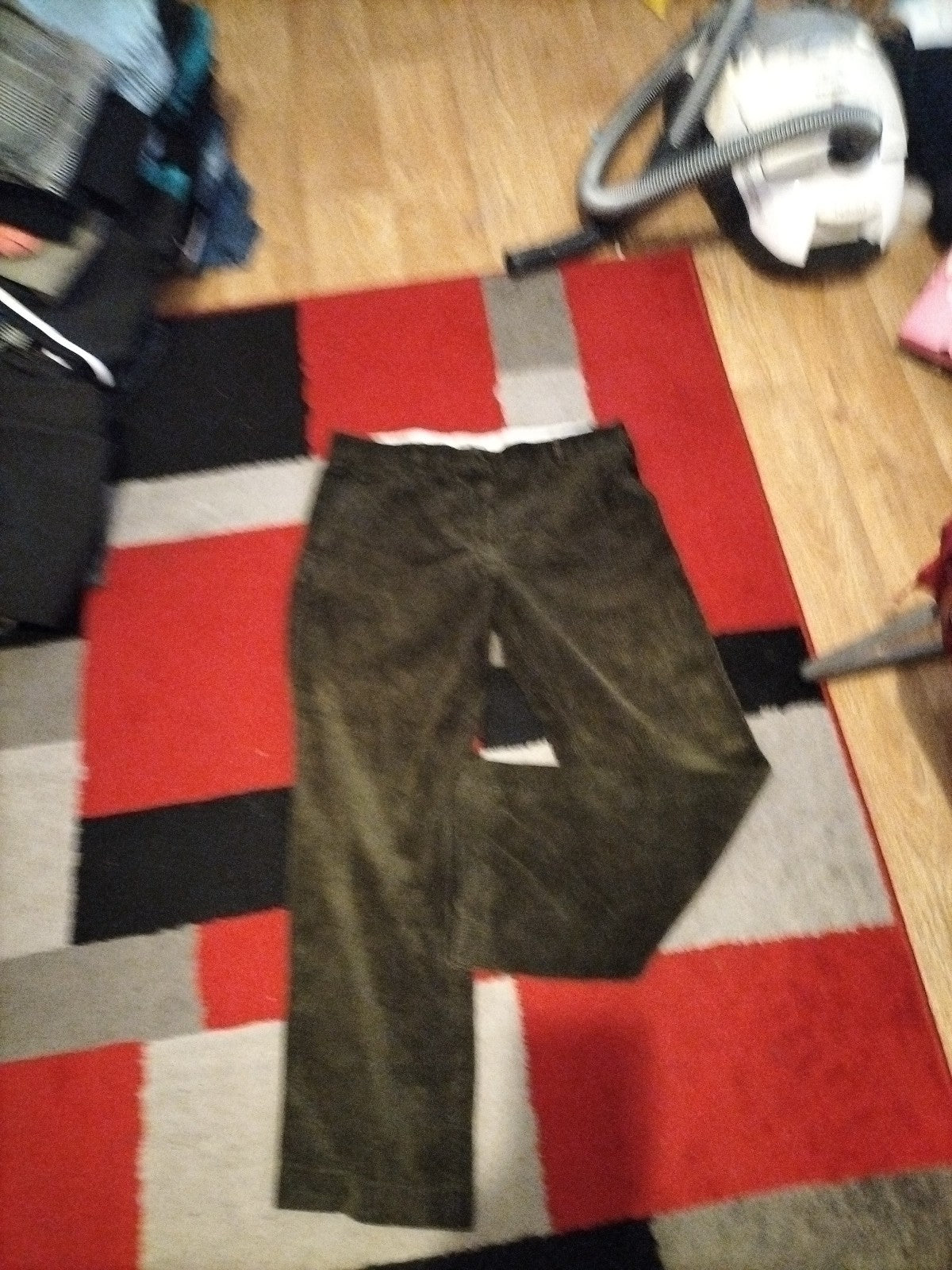 Mens Hoggs Of Fife Size 40" Dark Green Ribbed Stretch Trousers