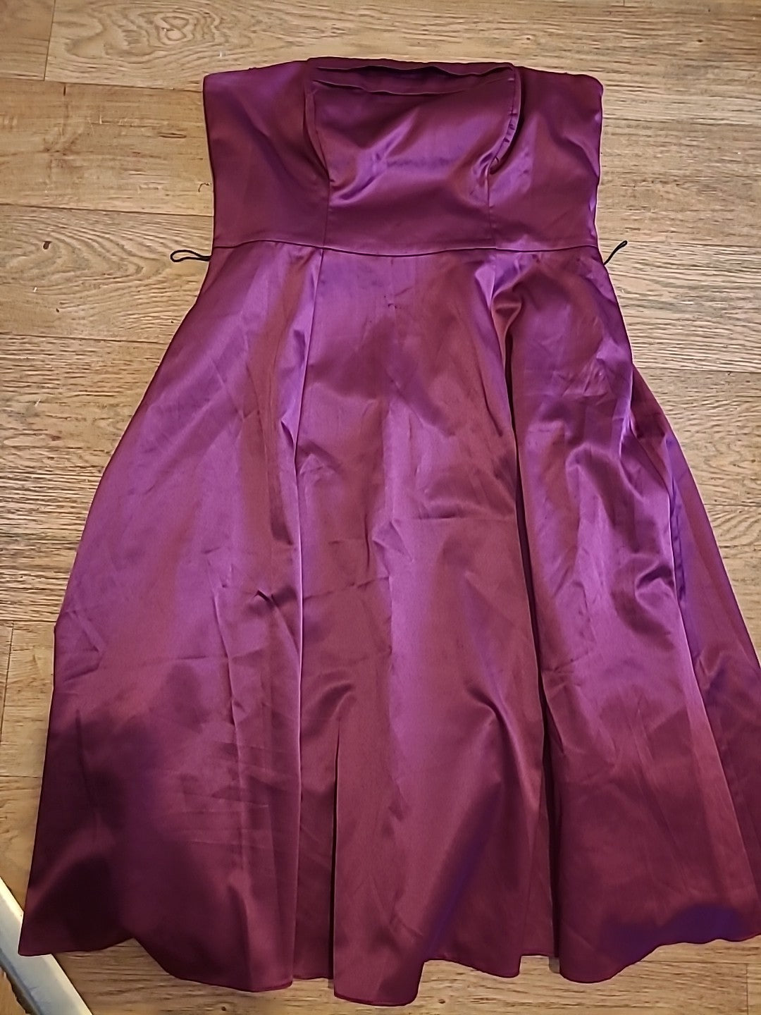 Ladies F&F Size 14 Burgundy Sleeveless Strapless Boned Flare Dress