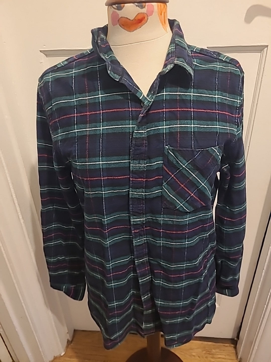 Mens 21 Men Size Small Green Check Long Sleeve Shirt
