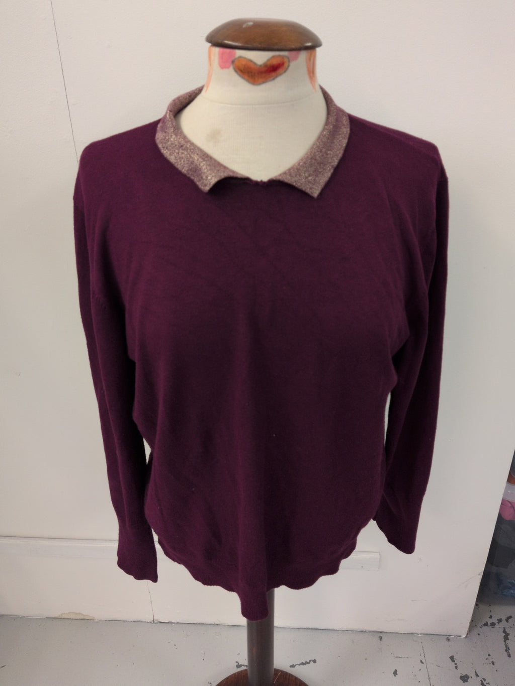 Oasis XL Purple Collared Long Sleeve Jumper