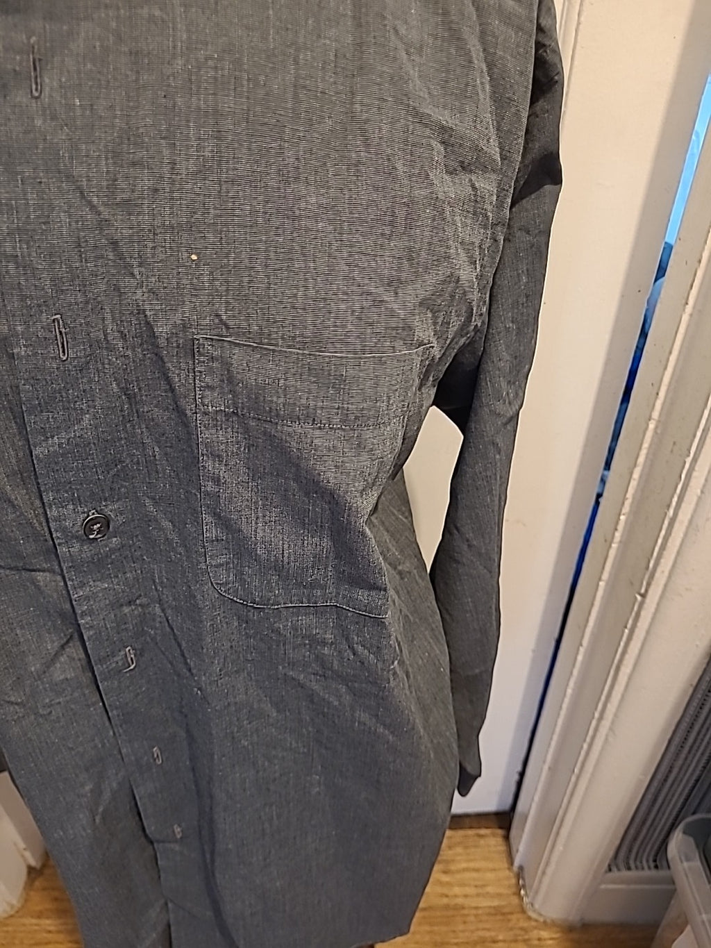 Mens Marks And Spencer Size 16" Grey Long Sleeved Shirt