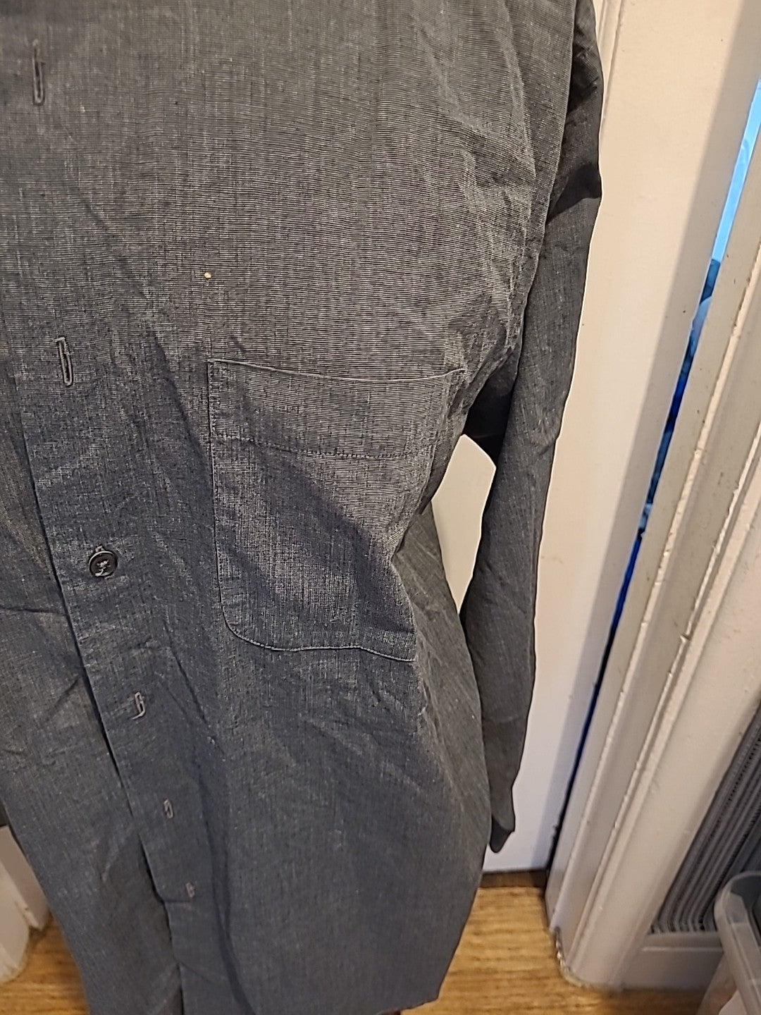 Mens Marks And Spencer Size 16" Grey Long Sleeved Shirt