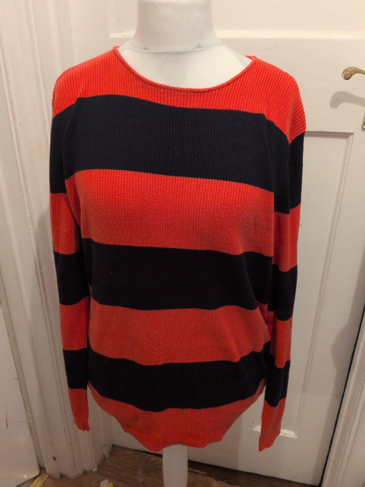 Jack&Jones XL Orange And Black Striped Jumper
