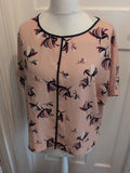 XL Pink And Purple Floral Short Sleeve Blouse
