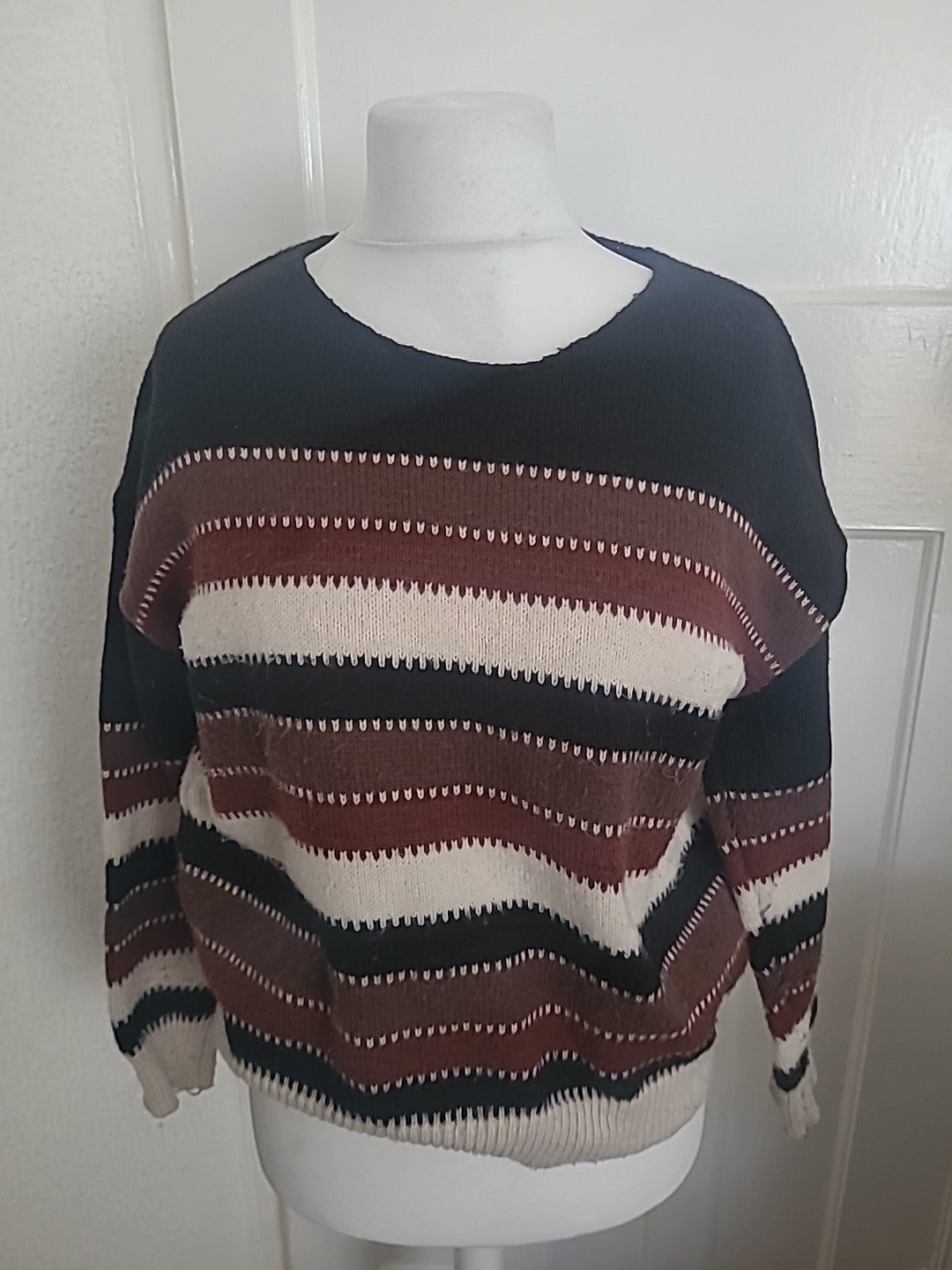 XL Brown/Black/White Pullover Jumper