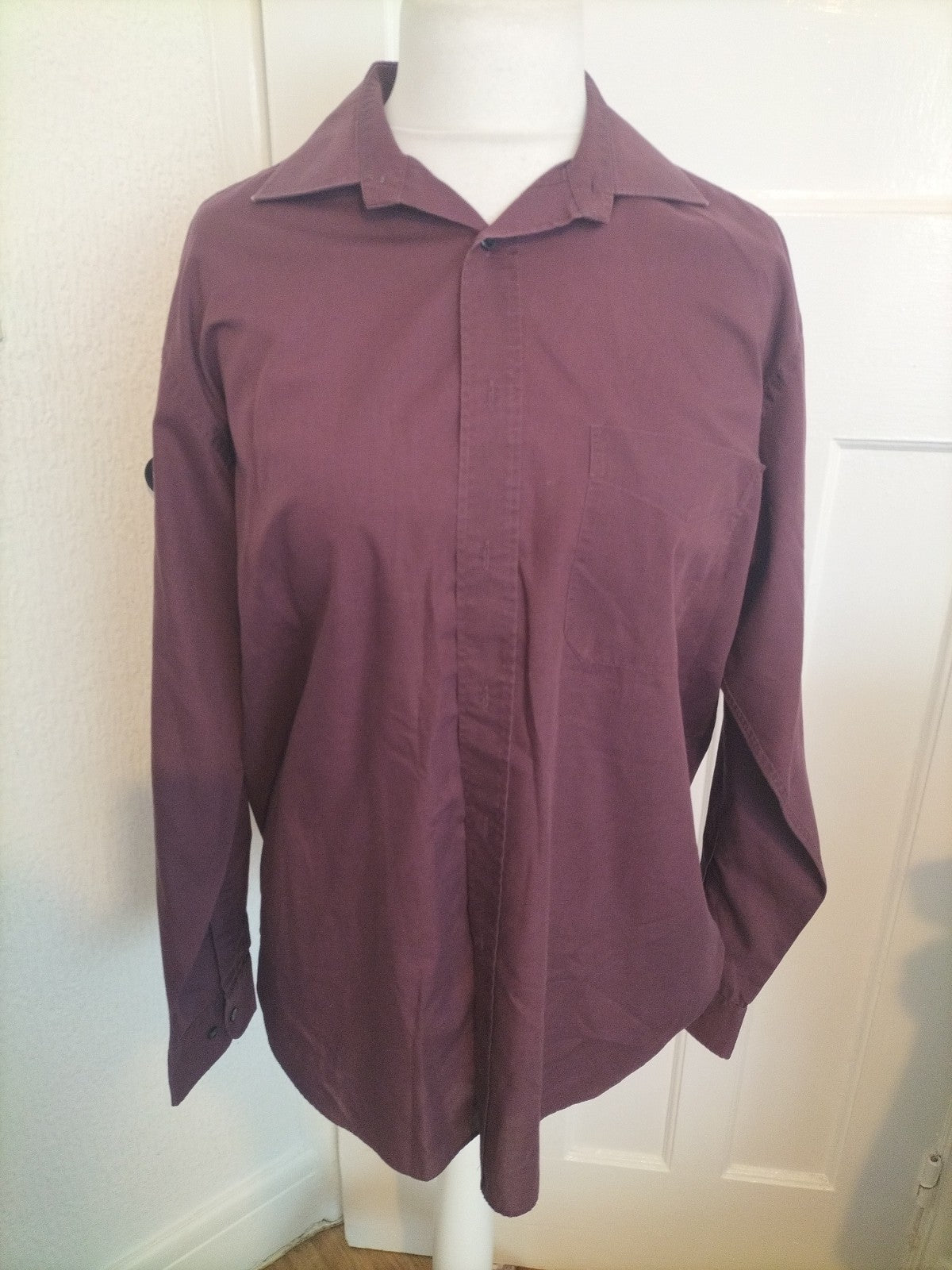 Mens BHS Size 16 Beetroot Long Sleeved Shirt