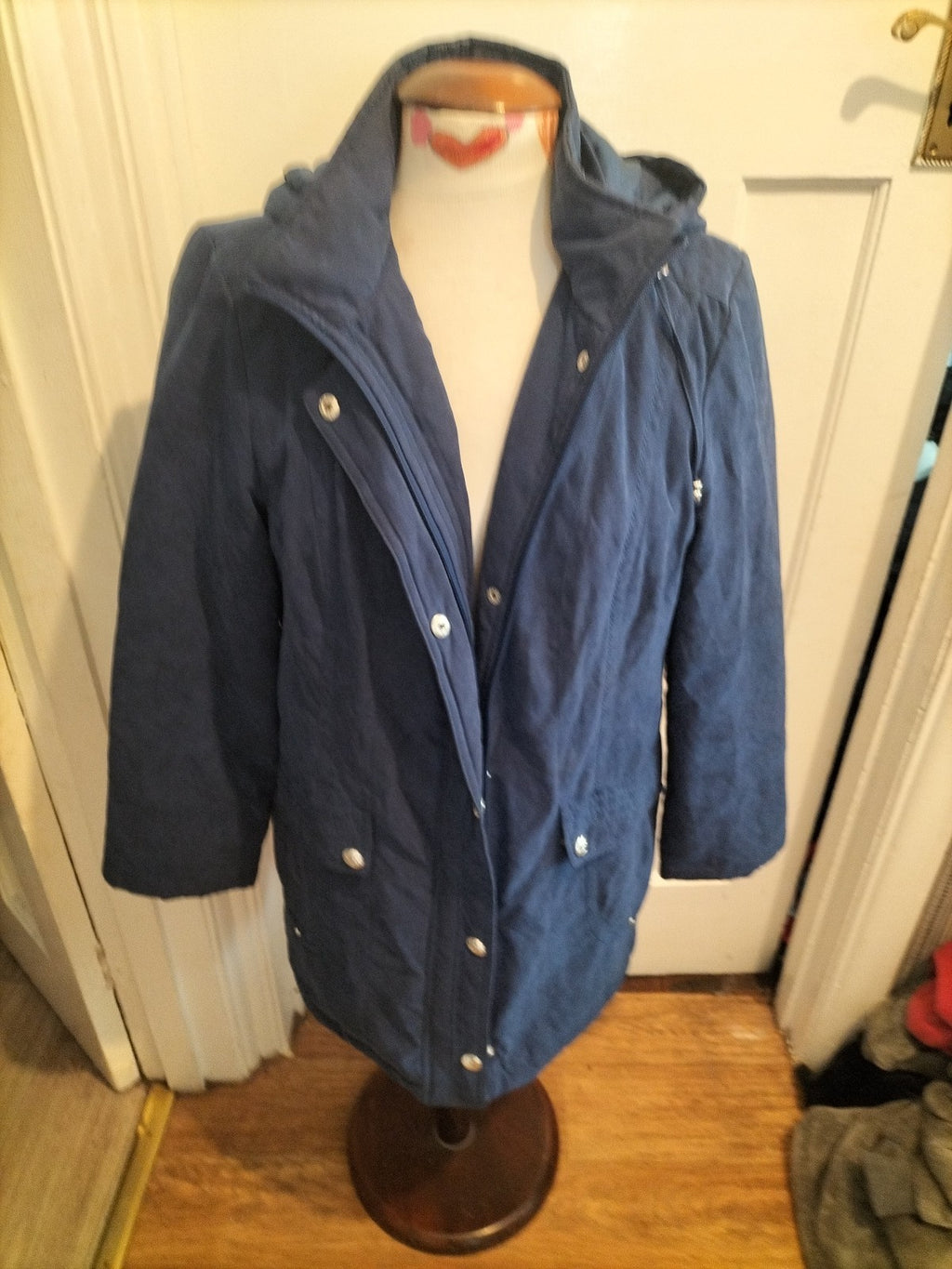 Ladies BM Collection Size XS Navy Blue Lined Long Sleeved Coat