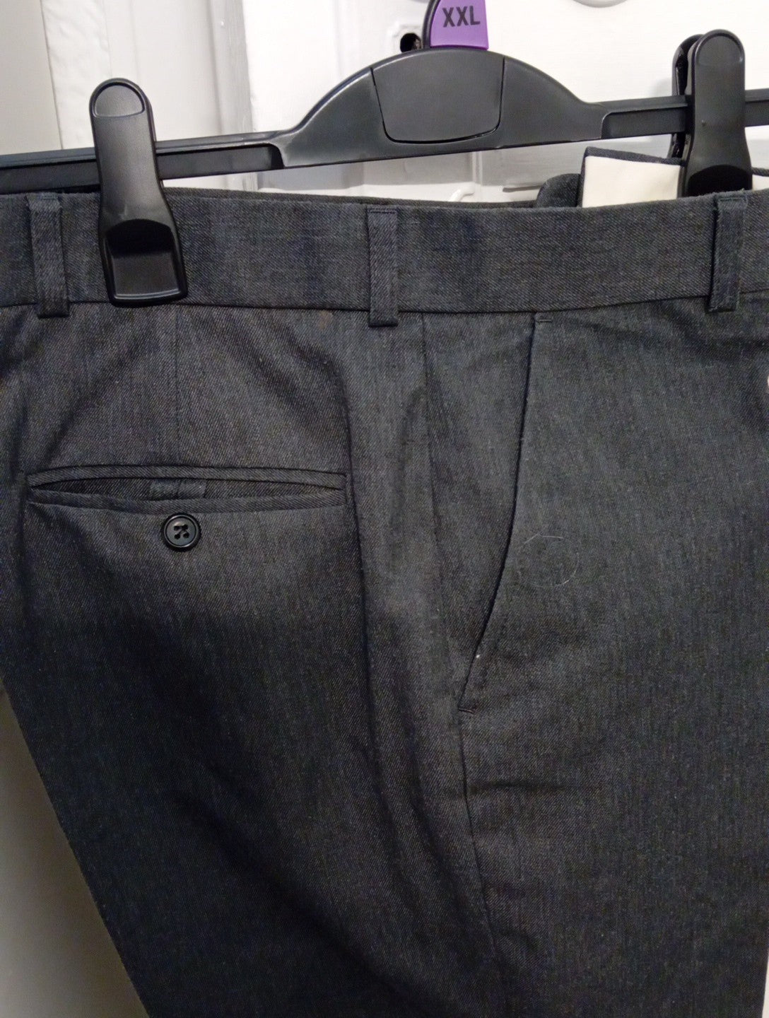Mens Trousers Size 32 W Short Leg Pinstripe Fine Lines Grey