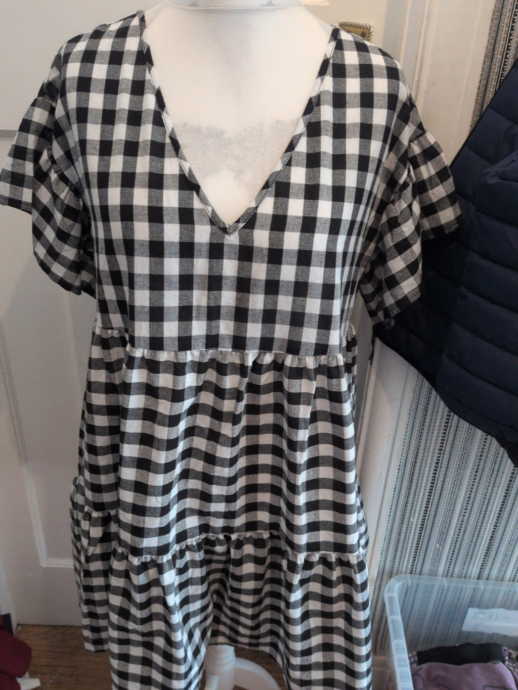 Shein Curve 0xl Check Short Sleeve Dress