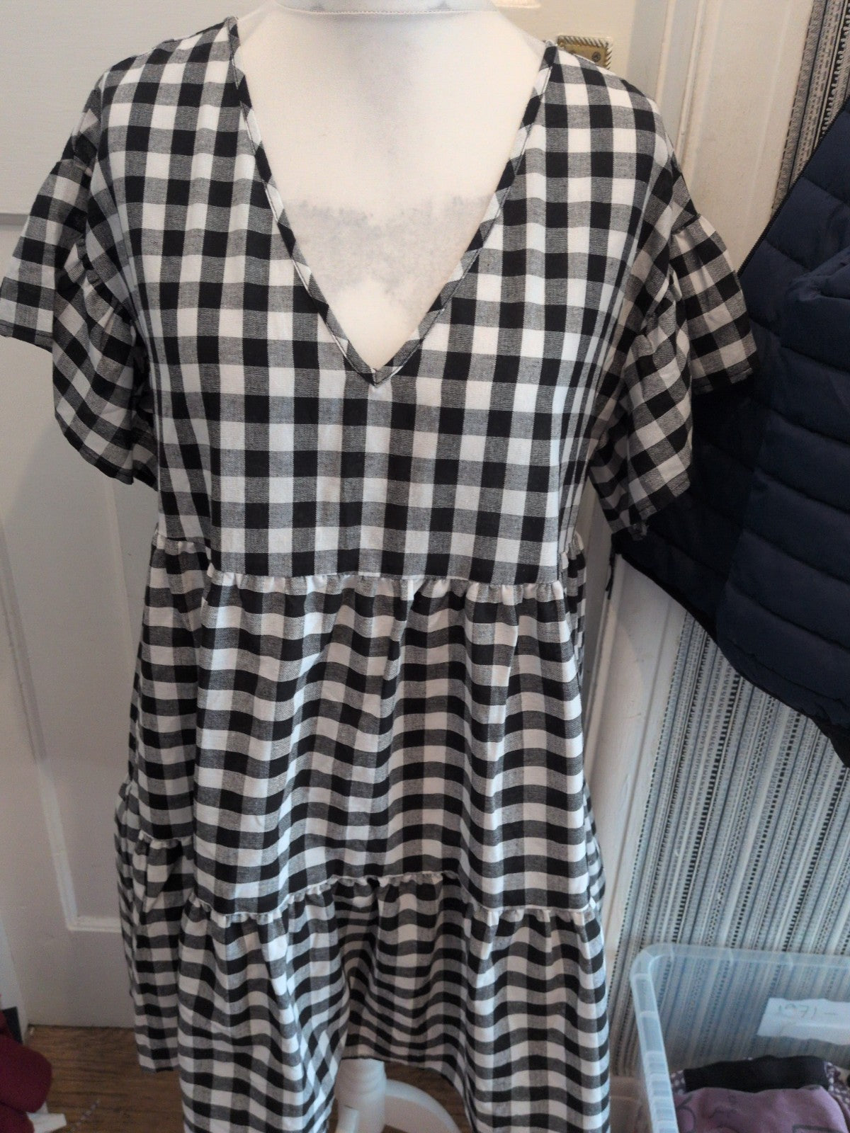 Shein Curve 0xl Check Short Sleeve Dress