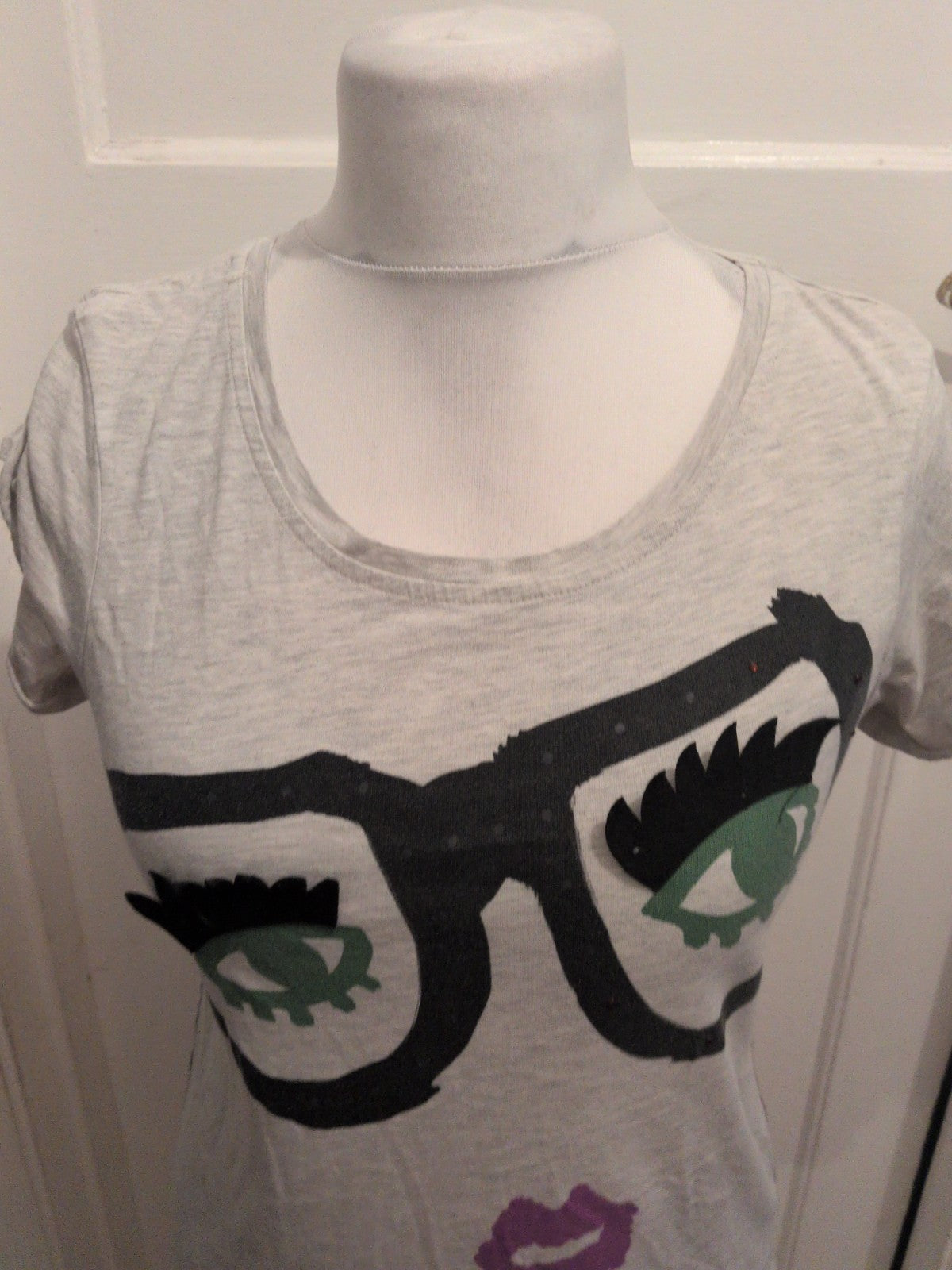 River Island 12 Face Print Short Sleeve T-shirt Stone