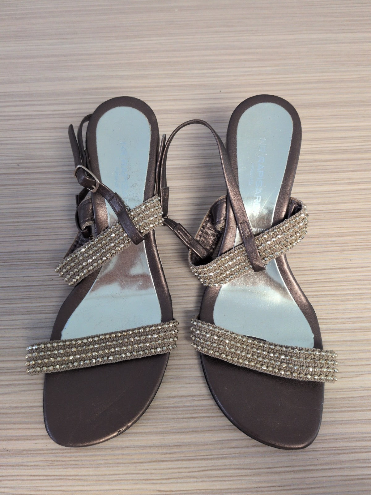 Rapisardi EU 37 Brown And Gold Diamante Small Heels