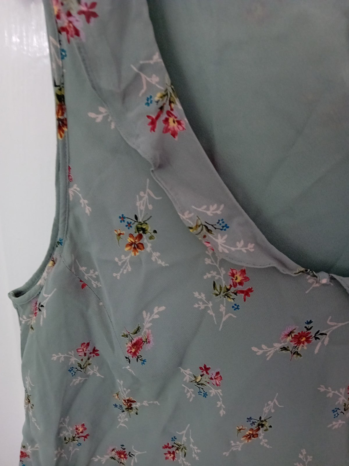 Ladies St Michaels M&S Mixed Green Floral Sleeveless Top Size 22 Free Delivery