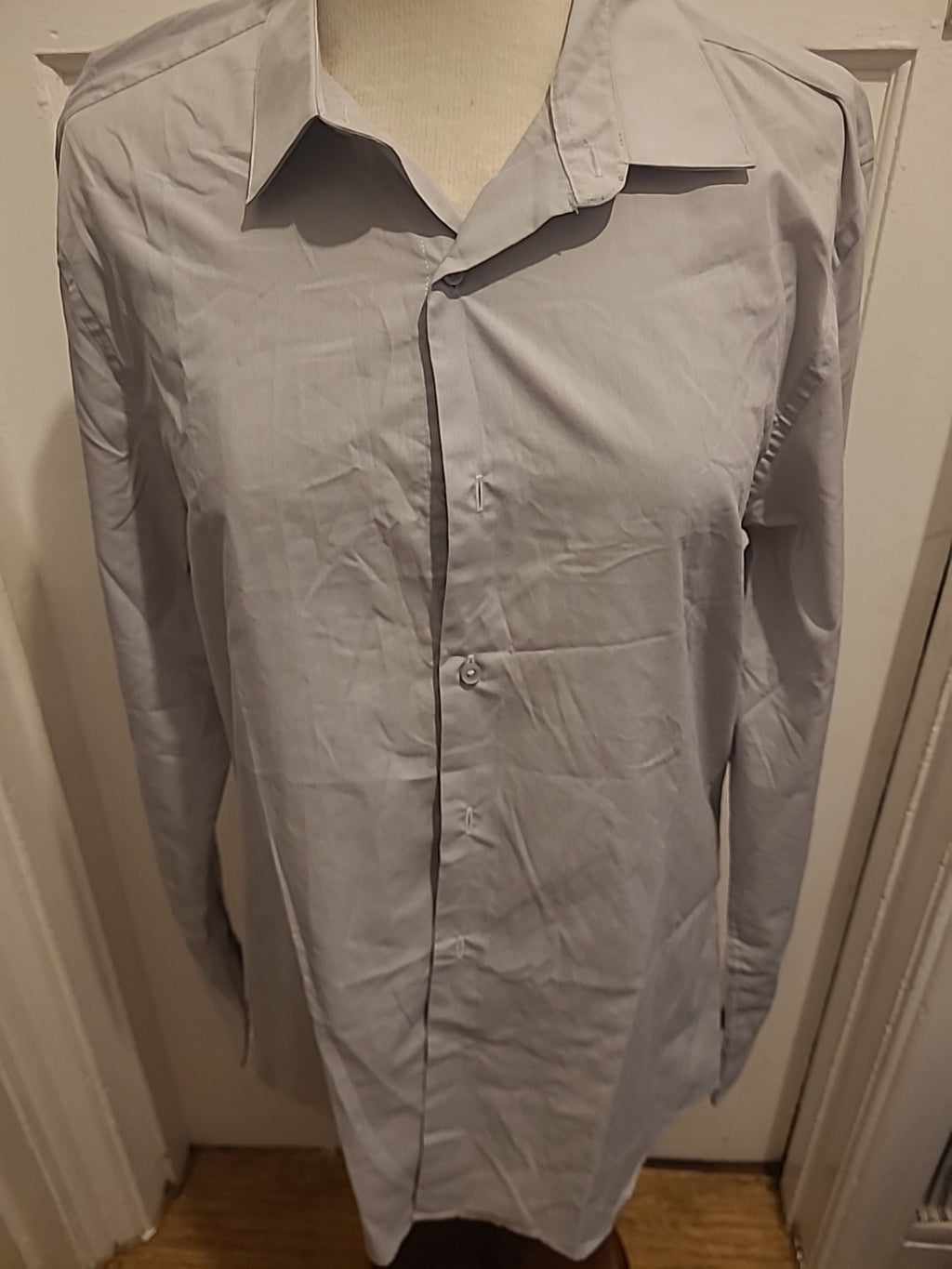 Mens Primark Size 16" Grey Slim Fit Long Sleeved Dress Formal Shirt