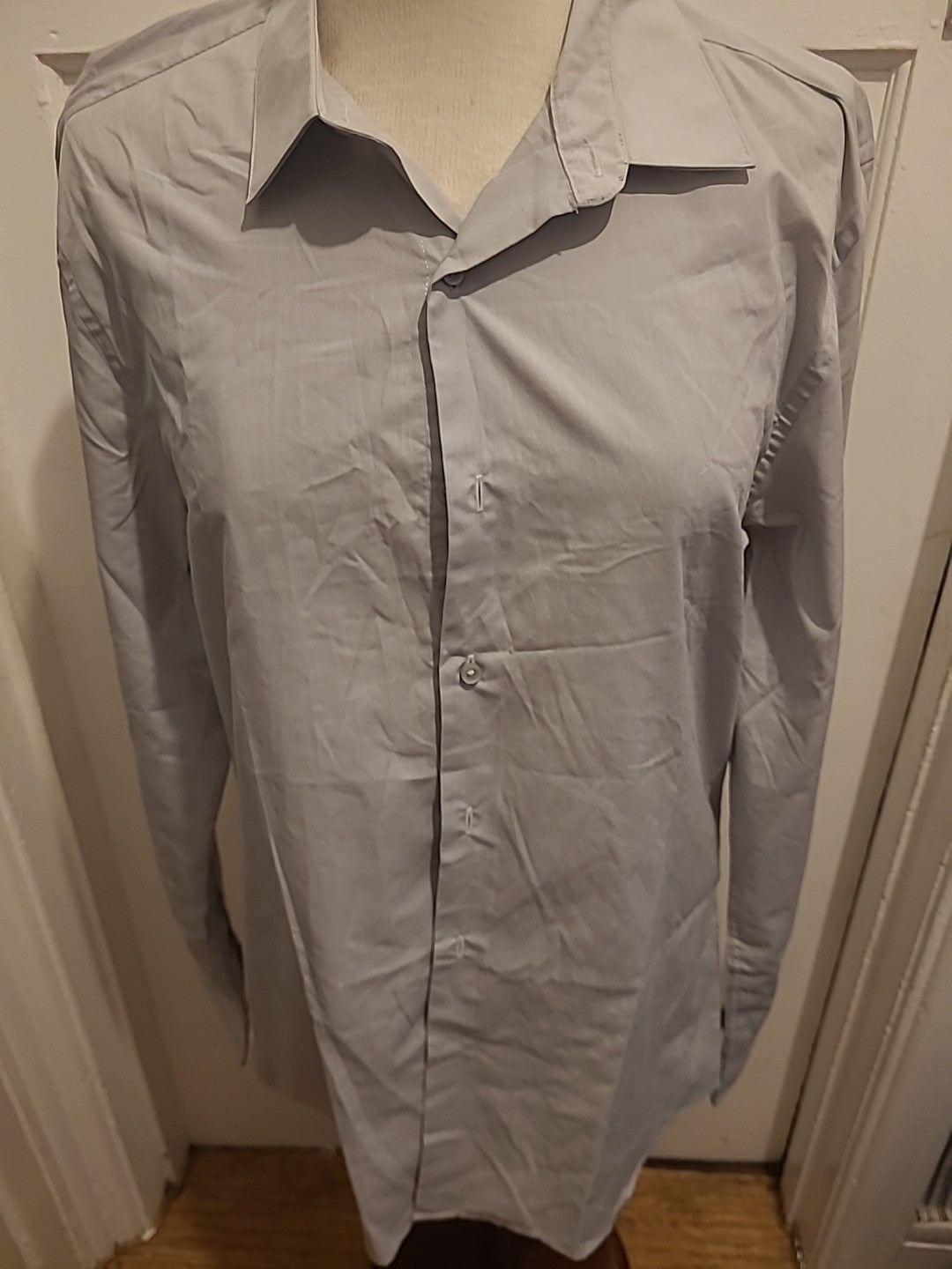 Mens Primark Size 16" Grey Slim Fit Long Sleeved Dress Formal Shirt