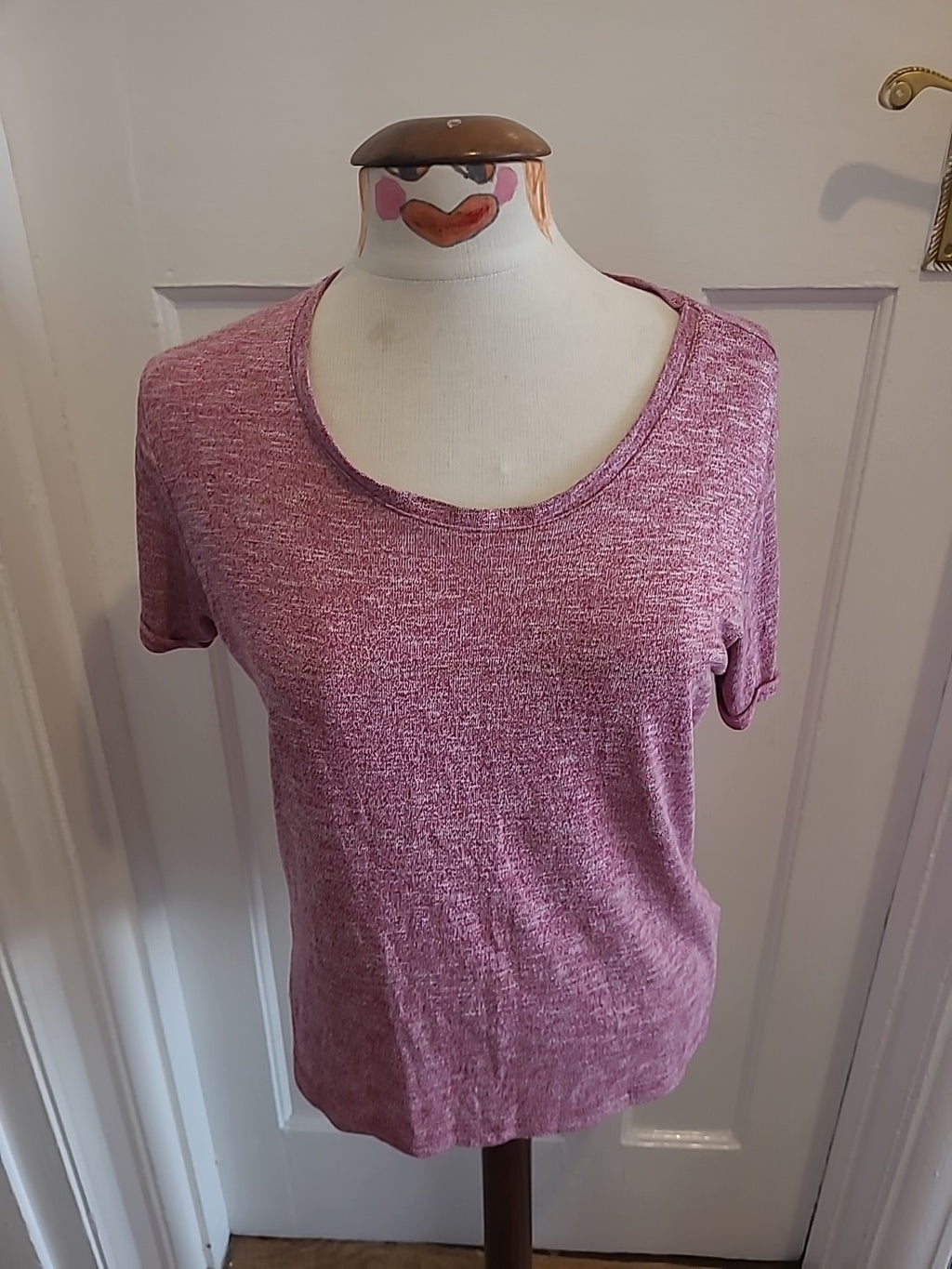 Ladies Primark Size 10 Purple Fleck Short Sleeved Tshirt