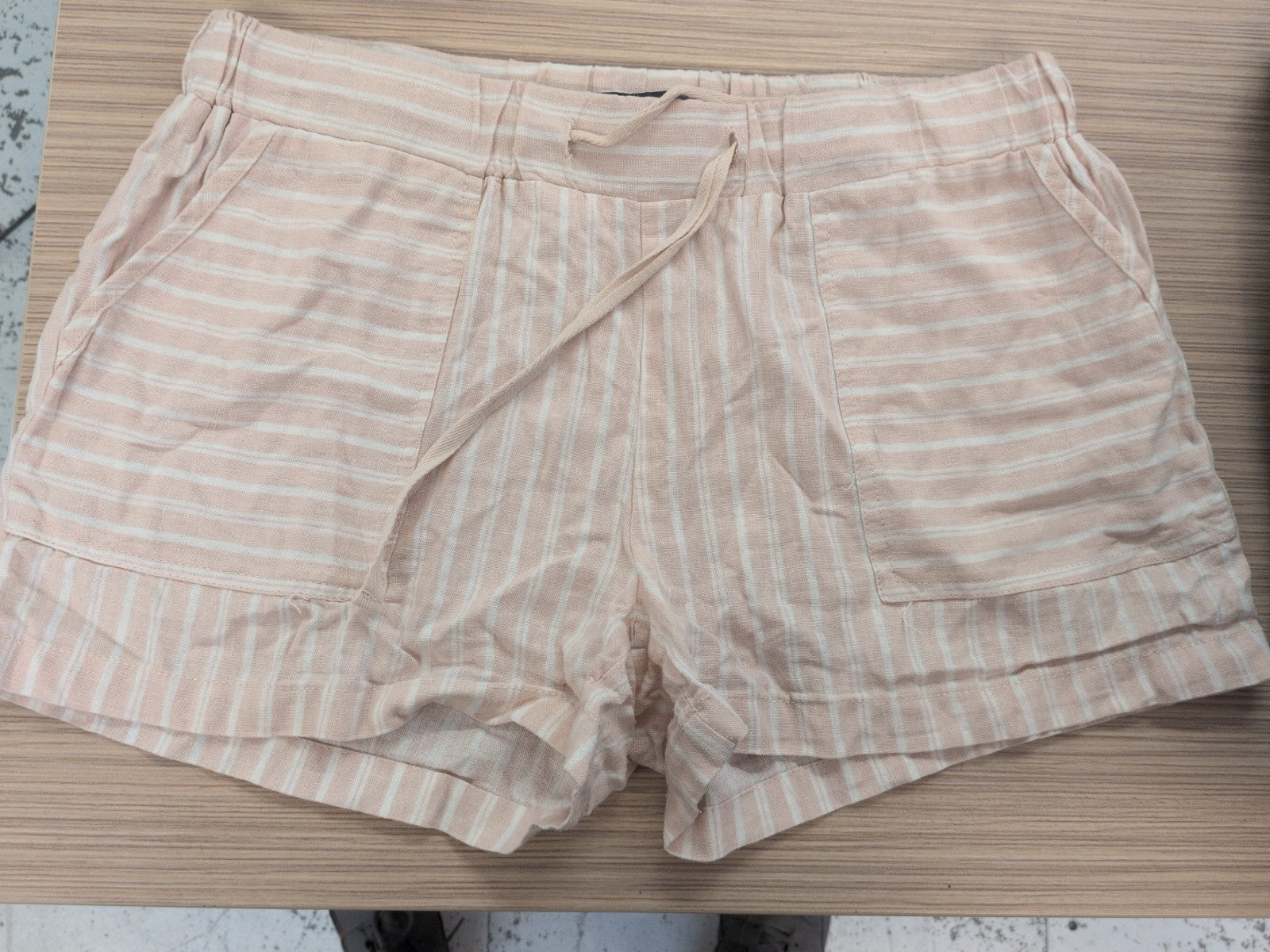 Primark 12 Pale Pink Striped Shorts Elasticated