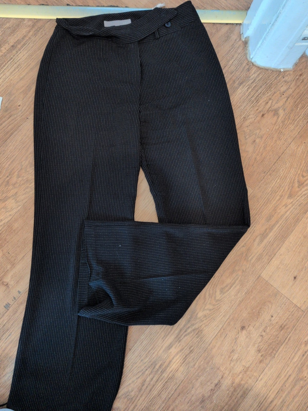 Next 12L Black With Brown Pinstripe Smart Trousers