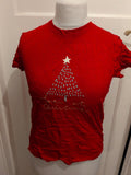 Primark Extra Small Red Christmas Printed T-shirt Ladies