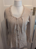 Per Una 16 Flax Round Neck Long Sleeved Buttoned Cardigan