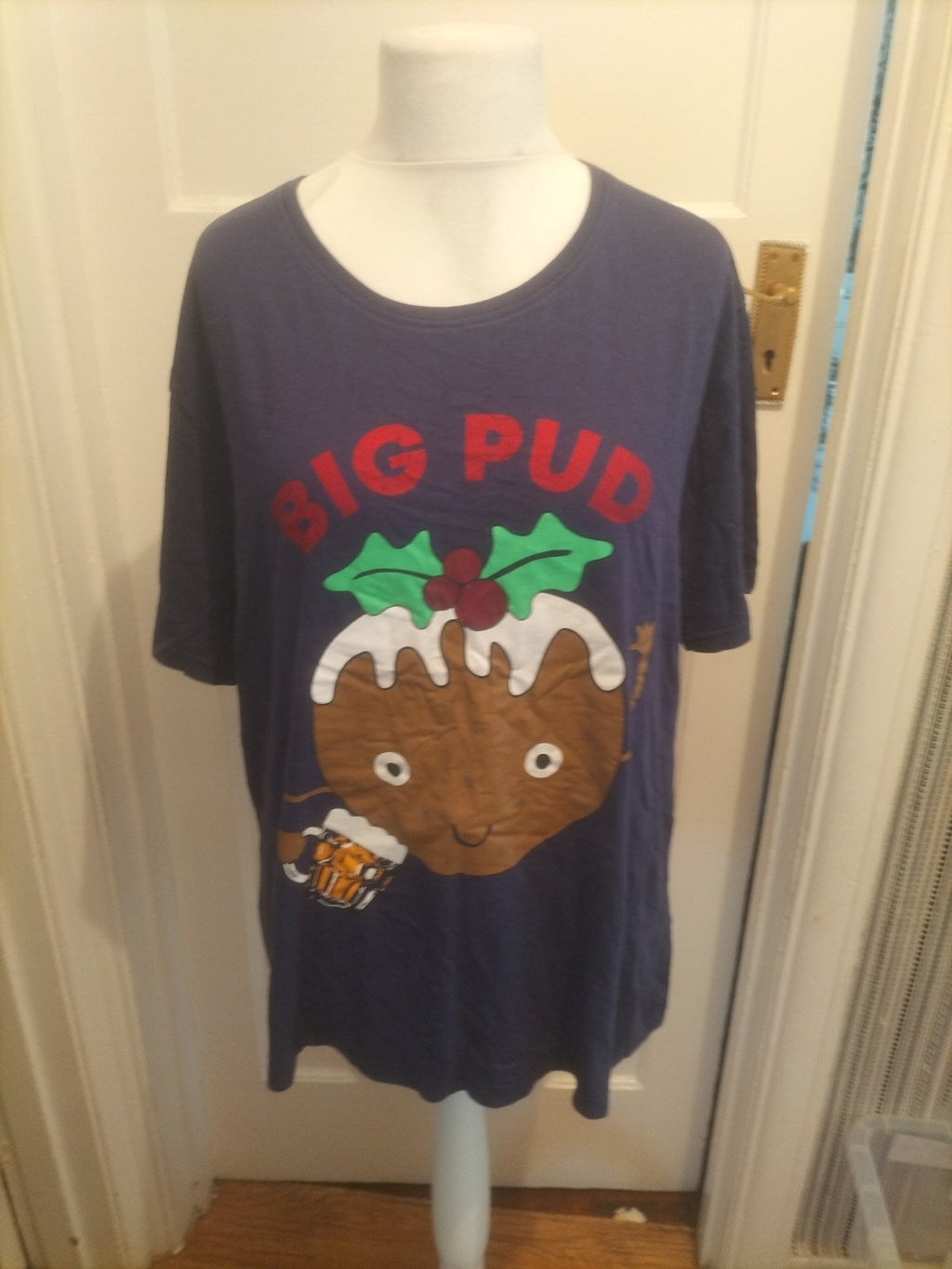 Mens M&Co Size XL Christmas Pudding Pyjama Top