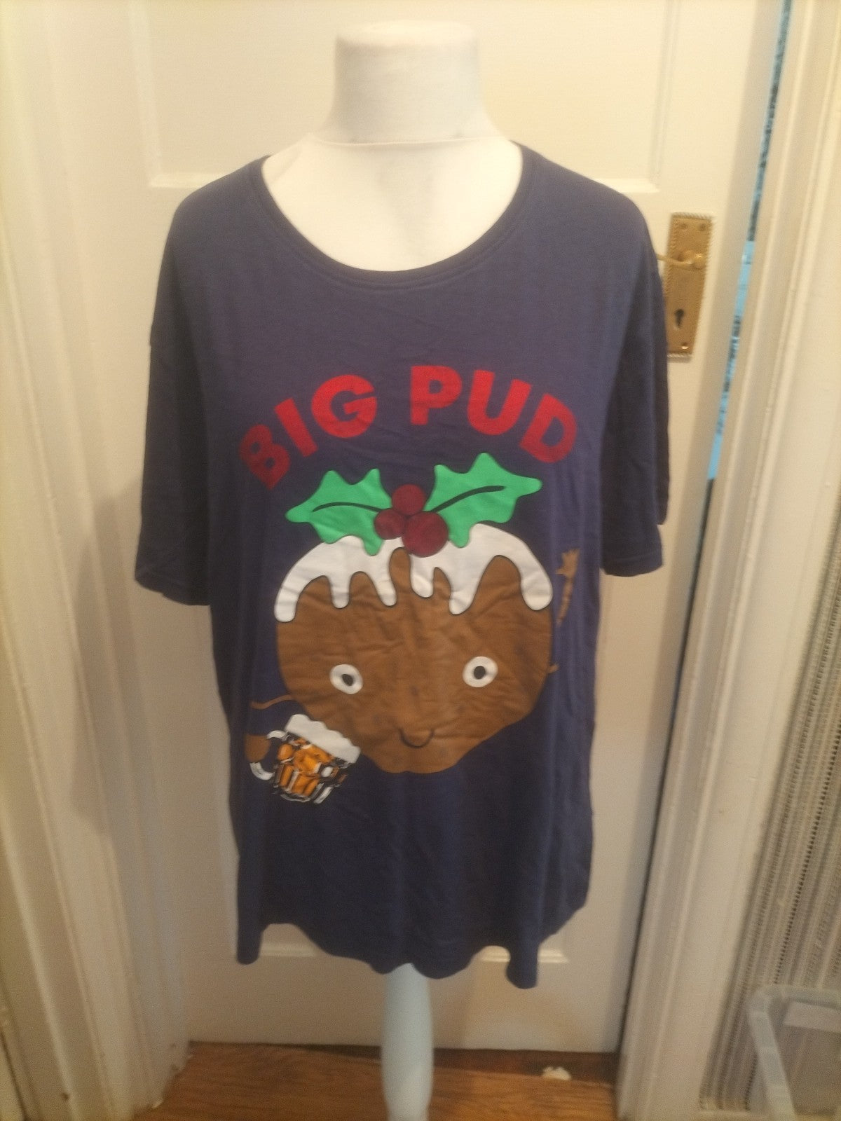 Mens M&Co Size XL Christmas Pudding Pyjama Top