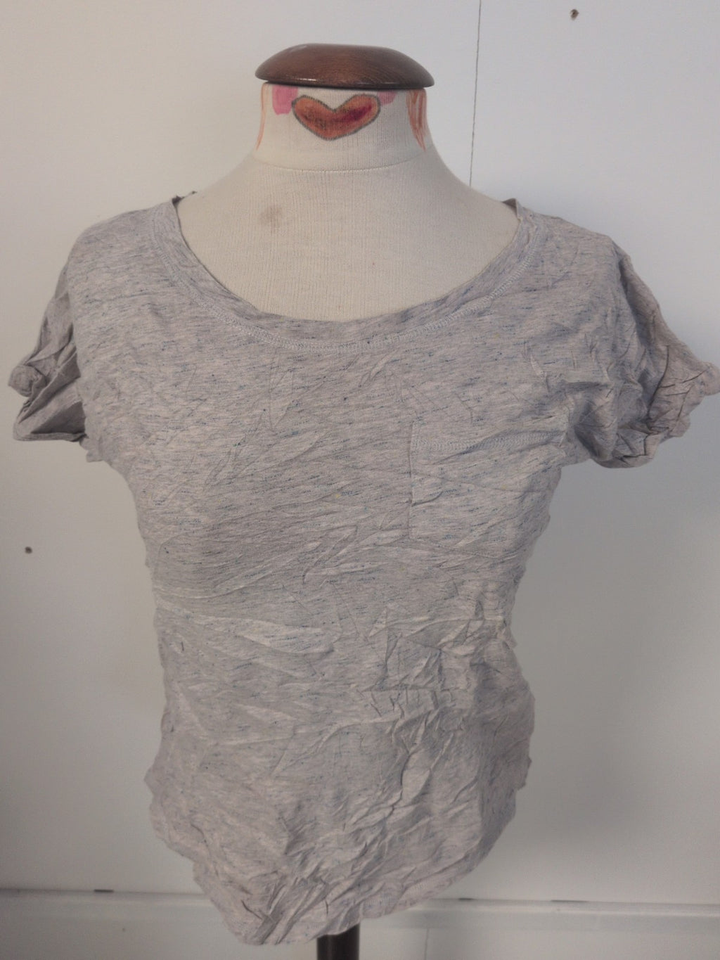 Ladies Uniqlo Size Small Grey With Blue Fleck Short Sleeve T-shirt