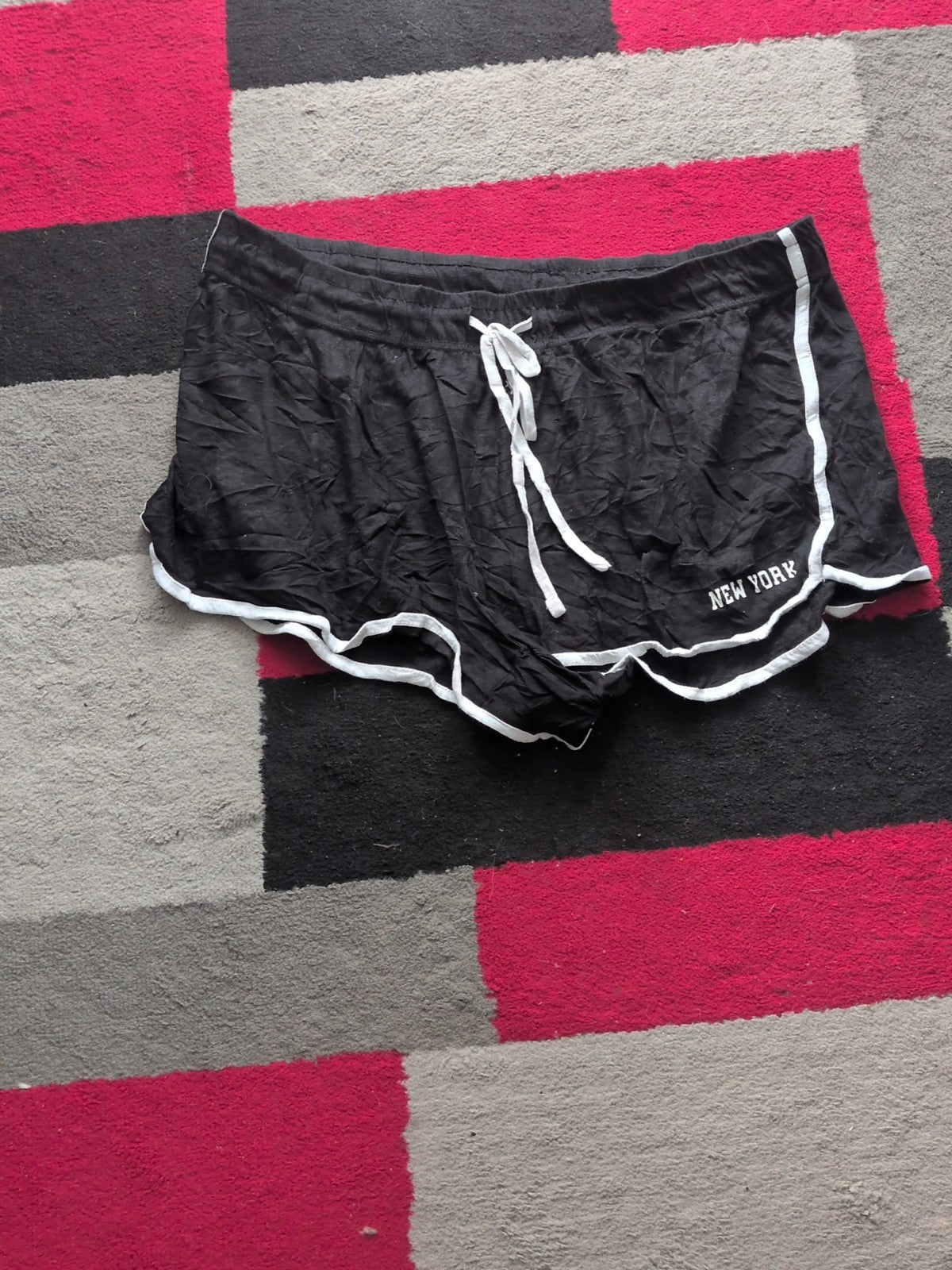 2XL Black With White Elasticated With Drawstring Hot Pants